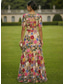 economico Lunghezza del pavimento-Linea ad A Abito Lunghezza al pavimento Vestito maxi Vestito da Festa Abito da Cocktail Abito da cerimonia per signora Manica Corta Scollo a V Elegante Vintage Lussuoso Formale Ospite di nozze Derby