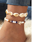 economico Bracciale da donna-Set di cavigliere da donna in stile bohémien con conchiglie e ciondoli a stella, a doppio strato, lunghezza regolabile, perfette per le vacanze al mare, l'uso quotidiano e come accessori estivi.