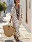 abordables Vestidos Boho-Mujer Vestido maxi Vestido de verano Vestido de una línea Vacaciones Casual Boho Playa Noche Holgado Graphic Geométrico Tribal Manga Larga Escote en Pico Azul marinero Blanco Verde Trébol Verde Mar
