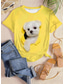voordelige Dieren thee-Dames T-shirt Afdrukken Grafisch dier Hond Vintage Stijlvol Klassiek Korte mouw Strakke ronde hals V-hals Normale tops Casual Dagelijks blauw Wit / blauw Zwart Geel Khaki Zomer Lente