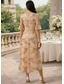billige Ankellengde-A-linje Ankellengde Gjestekjole til bryllup Aftenkjole Kjole til brudens mor Halvlange ermer V-hals Elegant Enkel Utsmykket Formell Bryllupsgjest Kentucky Derby Chiffon med Blomstertrykk Paljett