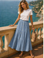 cheap Vacation Skirts-Women's Vacation Skirt Elegant Fashion Beach Wear Maxi Mid Waist Skirts Royal Blue Green Khaki Summer