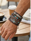 economico Gioielli da uomo-Set di bracciali da uomo in stile bohémien, 6 pezzi, lunghezza regolabile, in lega, guscio di cocco &amp;Materiali misti legno, perfetti per le vacanze al mare e per l'uso quotidiano informale.