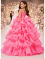 preiswerte Kleider für die Blumenmädchen-Prinzessin Bodenlang Blumenmädchenkleid Wettbewerb  Aufführung Mädchen Süßes Ballkleid Chiffon mit Schleife(n) Schichten Plissee Größen 3-16 Jahre Kleid zum Beeindrucken
