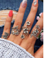voordelige Dames ringen-Set van 4 damesringen in bohemian stijl van legering, met bloemenmotief, verstelbare pasvorm, perfect voor strandvakanties, zomeruitjes en casual dagelijks gebruik.