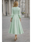 abordables Robes de cocktail-Ligne A Longueur cheville Longueur thé Robes de Cocktail Élégant Manche 3/4 Col en V Mariage Formel Poche Crêpe Extensible avec Volants