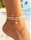 billige Damearmbånd-Ankelkjedesett med sjøstjerneanheng i bohemsk stil i legering til dame, 3-delt strandferiesmykke, avslappet hverdagsbruk, lett, justerbart, trendy sommertilbehør