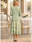 economico Set di abiti per la mamma-Due Pezzi Linea ad A Lunghezza Tè Abito da invitata a nozze Abito da cerimonia per signora Senza Maniche Manica 3/4 Girocollo Elegante Semplice Minimalista Formale Semi-Formale Chiffon Jacquard con