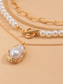 cheap Women's Necklace-Women's Bohemian Faux Pearl 4-Layer Necklace Set, Gold and Silver Alloy Pearl Pendant Layered Chains for Beach Vacation Travel, Resort Style and Everyday Casual Wear