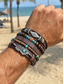 economico Gioielli da uomo-Set di bracciali da uomo in stile bohémien, 6 pezzi, lunghezza regolabile, in lega, guscio di cocco &amp;Materiali misti legno, perfetti per le vacanze al mare e per l'uso quotidiano informale.