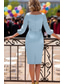 cheap Tea Length-Sheath Column Knee Length Party Dress Cocktail Dress Wedding Guest Dress Mother of the Bride Dress 3/4 Length Sleeve V Neck Elegant Minimalist Formal Wedding Guest Stretch Satin with Sash / Ribbon