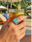 billige Menns smykker-Herre bohemsk ring i legering og turkis, vintage statement-signetring i flere størrelser for strandferie, uformelle sommerantrekk og hverdagsbruk