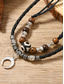 abordables Bijoux pour hommes-Collier double rang pour homme, style bohème, en alliage &amp;Cordon en cuir et matières mixtes, pendentif en croissant de lune, ajustable, idéal pour les vacances à la plage et le quotidien.
