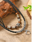 abordables Bijoux pour hommes-Collier double rang pour homme, style bohème, en alliage &amp;Cordon en cuir et matières mixtes, pendentif en croissant de lune, ajustable, idéal pour les vacances à la plage et le quotidien.