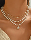 baratos Colar Feminino-Colar feminino boêmio com pingente de estrela-do-mar em liga metálica, conjunto de 3 camadas, joia para férias na praia, ideal para meninas e mulheres, colar gargantilha com contas em camadas para