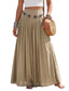 cheap Vacation Skirts-Women's Cotton Vacation Skirt Bohemia Casual Maxi High Waist Skirts Inelastic Beach Vacation Dark Khaki Light Khaki Lemon Yellow Mustard green Summer