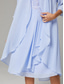 abordables Ensembles de robes pour maman-Deux Pièces Ligne A Mi-long Robe d'invité de mariage Robe de Mère de Mariée  Sans manches Col Rond Élégant robe demoiselle d honneur Fête de mariage Chiffon Dentelle Robes avec Veste avec Plis