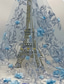 abordables Longueur du thé-Ligne A Longueur thé Robe de Mère de Mariée  Manche 3/4 Col en V Revers Élégant ancien Formel robe demoiselle d honneur Satin Dentelle avec Fleurs 3D Froncé Broderie