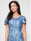baratos Vestido Simples-Mulheres Vestido Longo Vestido da bainha Elegante Côr Sólida Manga Curta Gola Redonda Wedgwood
