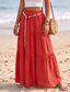 cheap Vacation Skirts-Women's Linen Blend Vacation Skirt Casual Maxi High Waist Skirts Beach Holiday Black White Yellow Pink Summer