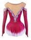 abordables Vestidos de Patinaje Artístico-Vestido de patinaje artístico Mujer Chica Patinaje Sobre Hielo Vestidos Amarillo Rosa Morado Retazos Malla Licra Alta elasticidad Competición Ropa de Patinaje Cristal / Strass Luz tonta Moda Manga