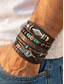 economico Gioielli da uomo-Set di bracciali da uomo in stile bohémien, 6 pezzi, lunghezza regolabile, in lega, guscio di cocco &amp;Materiali misti legno, perfetti per le vacanze al mare e per l'uso quotidiano informale.