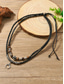 abordables Bijoux pour hommes-Collier double rang pour homme, style bohème, en alliage &amp;Cordon en cuir et matières mixtes, pendentif en croissant de lune, ajustable, idéal pour les vacances à la plage et le quotidien.