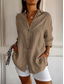 voordelige Effen Blouses-Dames Overhemd Katoenen linnen overhemden Knoop omhoog Blouse Effen Kleur Basic Casual Lange mouw Bisschop Overhemdkraag Normale tops Vakantie Dagelijks Lapwerk Knop Blozend Roze blauw Khaki Herfst