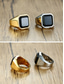 abordables Joyas para hombres-Anillo bohemio de acero inoxidable con piedra natural para hombre, anillo de sello llamativo de varios tamaños para uso diario informal, vacaciones en la playa y estilo resort.