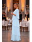 cheap Floor Length-Sheath Column Floor Length Wedding Guest Dress Formal Dresses Evening Gown Mother of the Bride Dress 3/4 Length Sleeve Crew Neck Elegant Formal Chiffon with Ruffles