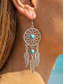 voordelige Damesoorbellen-Dames oorbellen in bohemian dromenvangerstijl, met zilverkleurige veertjes en turkooizen kralen, etnische tribale hangende sieraden voor vakantie en feestdagen. &amp;dagelijkse vrijetijdskleding