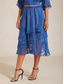 cheap Chiffon Skirts-Women's Elegant Midi Mid Waist Skirts Floral Layered Elastic Waistband Illusion Lace Stretchy Daily Valentine's Day Wedgewood Summer