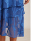 cheap Chiffon Skirts-Women's Elegant Midi Mid Waist Skirts Floral Layered Elastic Waistband Illusion Lace Stretchy Daily Valentine's Day Wedgewood Summer