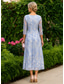 preiswerte Knöchellänge-A-Linie Kleid Bodenlang Tee-Länge Spitzenkleid Cocktailkleid Brautmutterkleid Dreiviertelarm Rundhalsausschnitt V Ausschnitt Elegant Einfach Lässig Formell Hochzeitsgast Semi-Formal Spitze mit