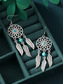 voordelige Damesoorbellen-Dames oorbellen in bohemian dromenvangerstijl, met zilverkleurige veertjes en turkooizen kralen, etnische tribale hangende sieraden voor vakantie en feestdagen. &amp;dagelijkse vrijetijdskleding