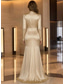 preiswerte A-Linie Abendkleider-A-Linie Bodenlange Schleppe Abendkleid Festliche Kleidung Elegant seidig Langarm Wasserfallausschnitt Abendgesellschaft Hochzeit Satin mit Gerafft Einfarbig