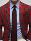 preiswerte Blazer &amp; Jacke-Herren Blazerjacke Sport Jacke Notch-Kragen Mode Karomuster Blazer Rote Standard Passform Einreihig Ein-Knopf