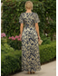 abordables Longueur du plancher-Ligne A Robe Longueur au sol Robe de Cocktail Robe de Mère de Mariée  Manche Courte Col en V Élégant Simple Luxueux Formel robe demoiselle d honneur Semi-Formel Jersey avec Plis Froncé
