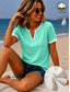economico Camicie-Per donna Camicia Blusa con texture Top estivi Semplice Elegante Classico Manica Corta Scollo a V Top lunghi Casuale Verde chiaro Viola chiaro Azzurro Estate Primavera