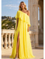 cheap Long Dresses &amp; Gowns-A-Line Floor Length Prom Dresses Elegant Sleeveless One Shoulder Formal Wedding Guest Stretch Chiffon with Ruffles Slit