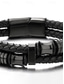 baratos Jóias Masculinas-Sapatos masculinos de couro sintético com fecho magnético &amp;Pulseira de aço inoxidável preta, resistente e elegante, ideal para presentear, levar para a praia ou usar no dia a dia.