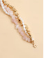 ieftine Colier de damă-Colier stratificat pentru femei cu imitație de perle, pietre roz și mărgele aurii, design elegant cu pandantiv tip choker, pentru purtare zilnică, vacanță, petrecere în grădină și ocazii semi-formale