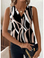 cheap Graphic Tank-Women's Tank Top Graphic Geometric Abstract Elegant Vintage Stylish Sleeveless V Neck Crop Tops Beach Wedding Casual Daily Blue White / Black White Light Green Brown Summer Spring