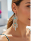 voordelige Damesoorbellen-Dames oorbellen in bohemian dromenvangerstijl, met zilverkleurige veertjes en turkooizen kralen, etnische tribale hangende sieraden voor vakantie en feestdagen. &amp;dagelijkse vrijetijdskleding
