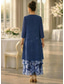 abordables Ensembles de robes pour maman-Deux Pièces Ligne A Longueur cheville Robe d'invité de mariage Ample Robe de Mère de Mariée  Manche 3/4 Col Rond Élégant Simple Occasionnel Formel robe demoiselle d honneur Fête Chiffon Robes avec