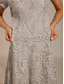 cheap Floral Dress-Women's Maxi Dress A Line Dress Elegant Evening Party Lace up Sequins Floral Short Sleeve Crew Neck Light Grey