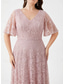preiswerte Semi-formal / Cocktail-Übergrößenkleid Mutter der Braut Kurvenkleid Elegantes V-Ausschnitt Bodenlang Spitze Kurzarm mit Spitze
