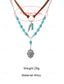 cheap Women's Necklace-Women's Bohemian Layered Necklace with Turquoise Beads, Silver Chain, Feather &amp; Flower Pendant, Faux Suede Strap, Casual and Vacation