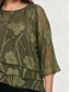 abordables Blusas Sencillas-Mujer Tops de gasa Encaje Multi capa Elegante Manga 3/4 Campana Cuello Barco Tops regulares Diario Invitado a la boda Oliva Primavera, Otoño, Invierno, Verano