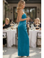 ieftine Rochii de seară tip sheath-Coloană Teacă Lungime Podea Rochie pentru invitata de nunta Rochie formala Rochie de seara Rochii de seara Elegant Epocă Fără manșon Fără Bretele Oficial Tafta Fără Spate cu Pliuri